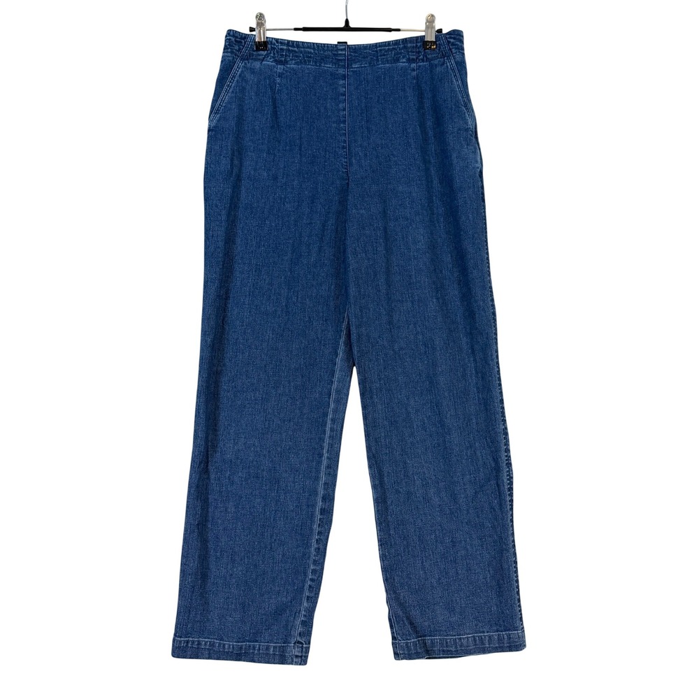 Talbots Petites Womens 10P Blue Denim Wide Leg High Rise Stretch Jeans Pants 90s